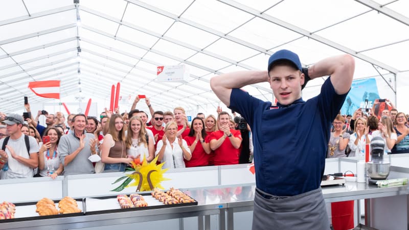 Simon Sailer Siegesfeier bei Bäcker Europameisterschaft 